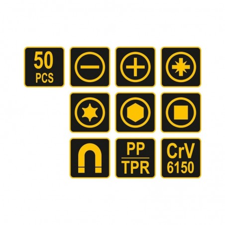 60780 VOREL Set surubelnite si biti, 50 piese