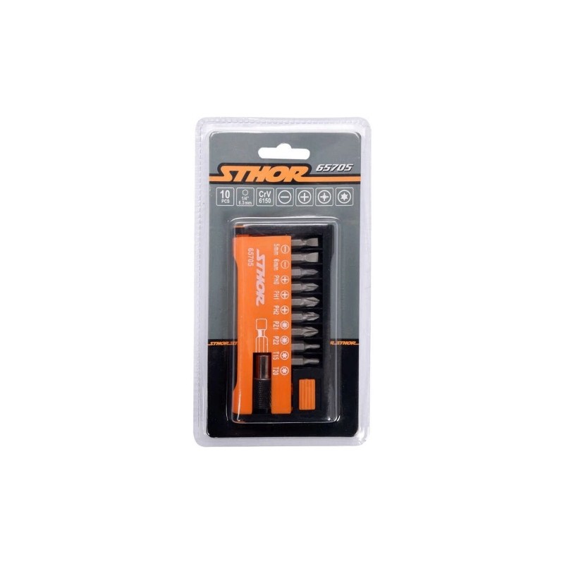 65705 STHOR Set biti cu adaptor, 10 piese
