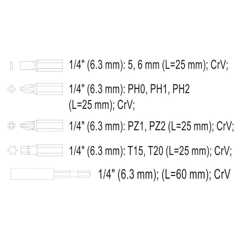 65705 STHOR Set biti cu adaptor, 10 piese