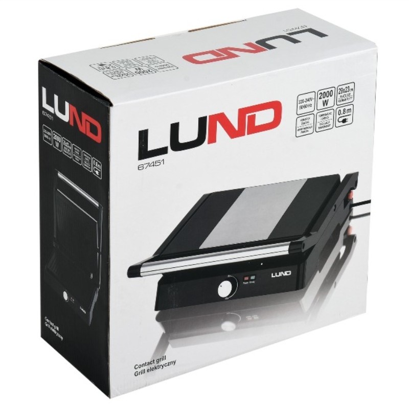 67451 LUND Gratar electric, putere 2200 W, 29 x 23 cm