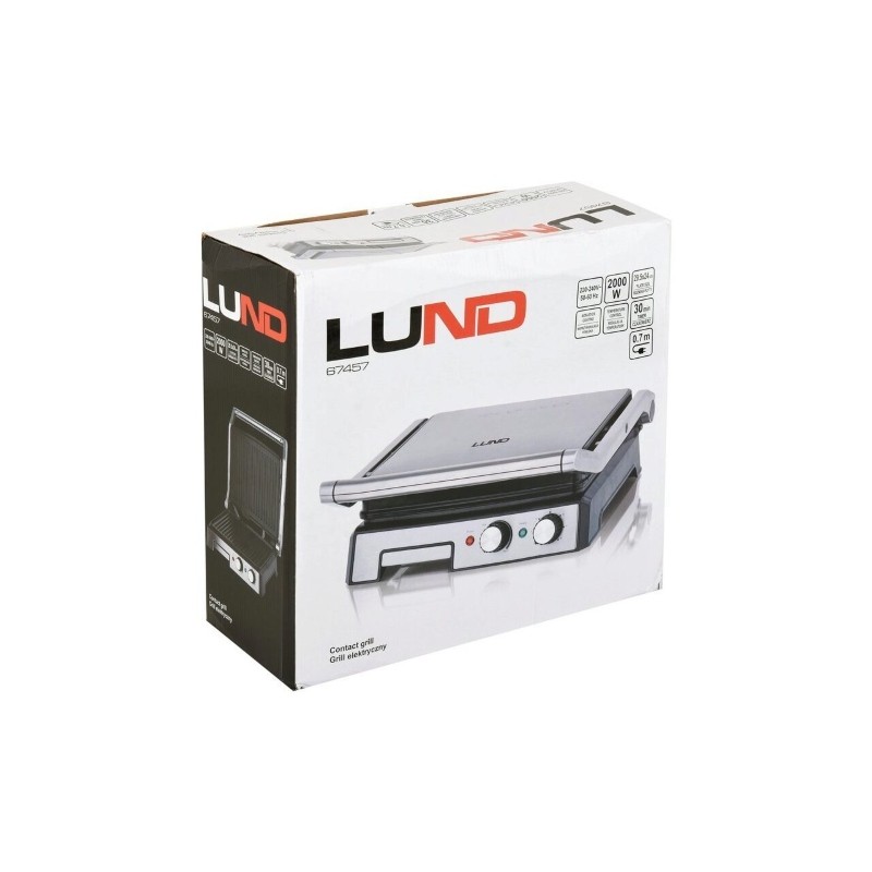 67457 LUND Gratar electric, putere 2000 W, 29.5 x 24 cm