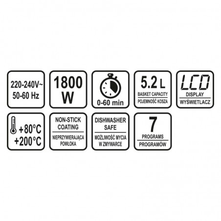 67574 LUND Friteuza multifunctionala 1800W, 5.2L
