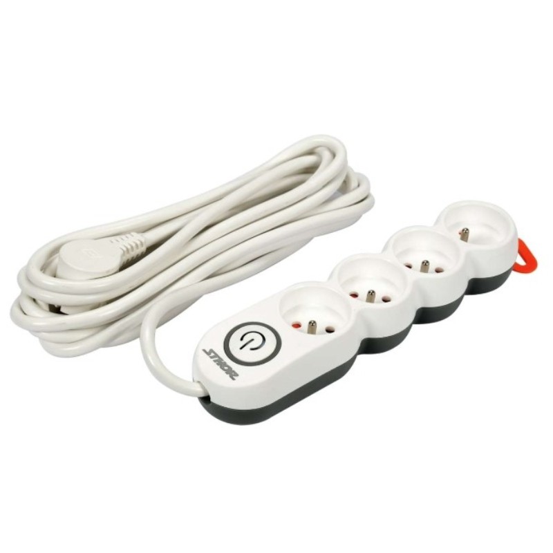 72355 STHOR Prelungitor electric 4 prize si intrerupator, lungime 5 m