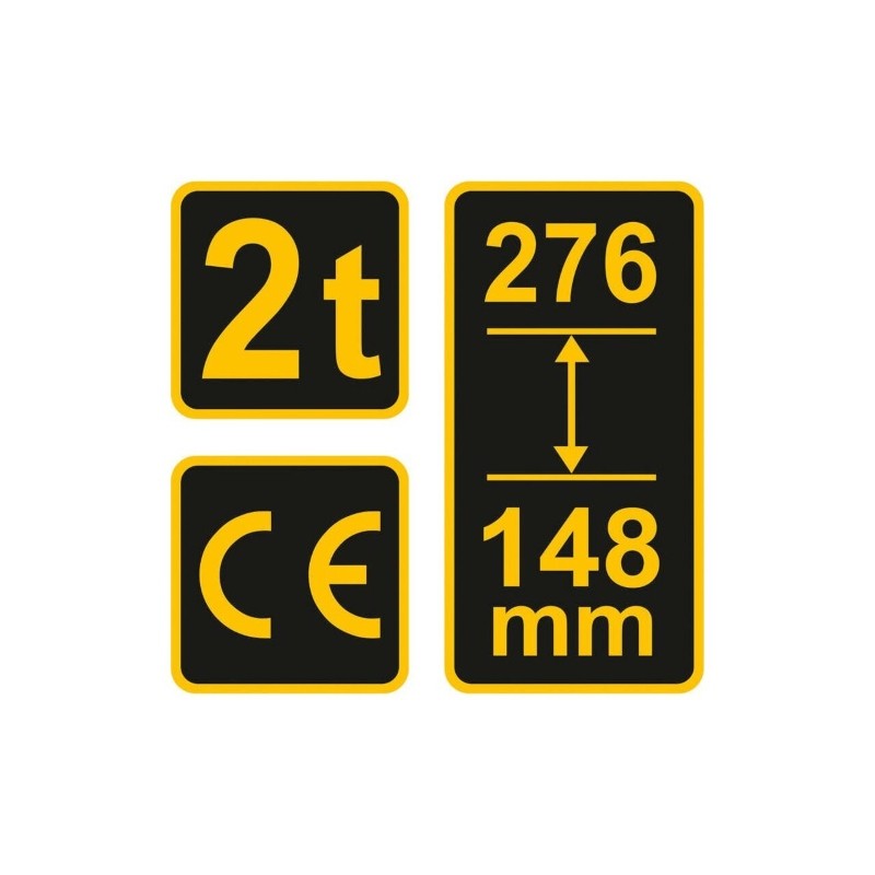 80012 VOREL Cric hidraulic, capacitate ridicare maxima 2 T, 148-276 mm