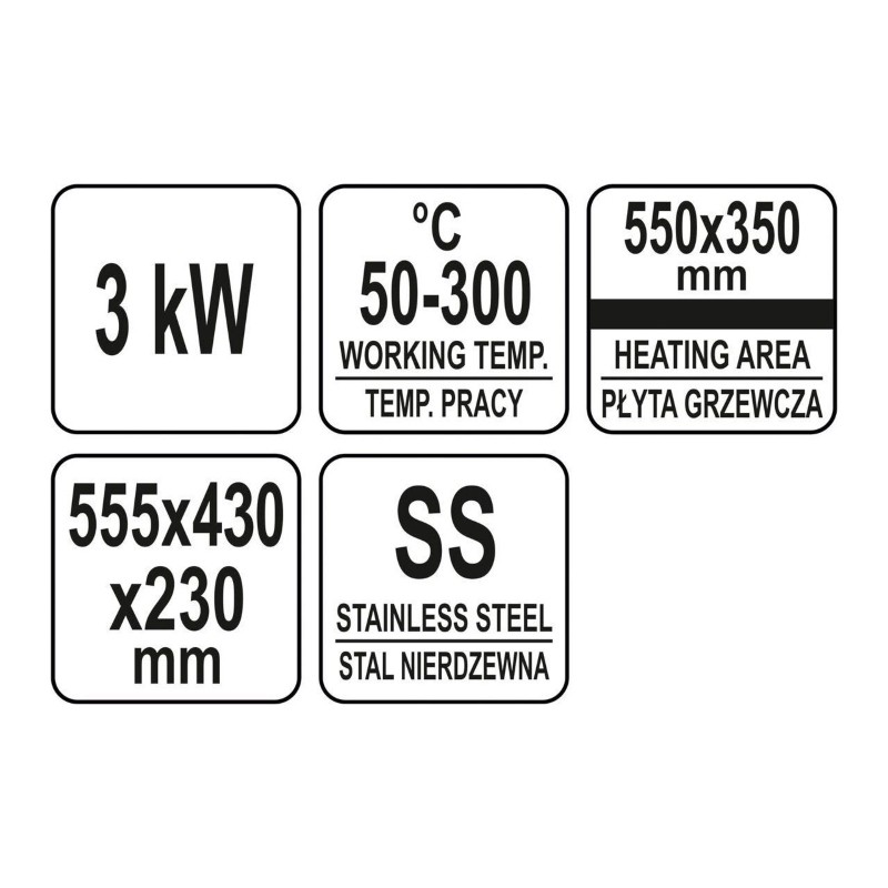 YG-04585 YATO GASTRO Plita electrica, putere de 3.0 kW , 555x350mm