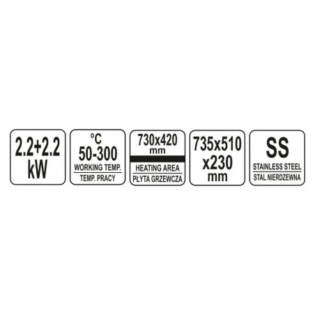 YG-04588 YATO GASTRO Plita electrica 2 x 2.2 kW, 73.5 x 51 x 23 cm