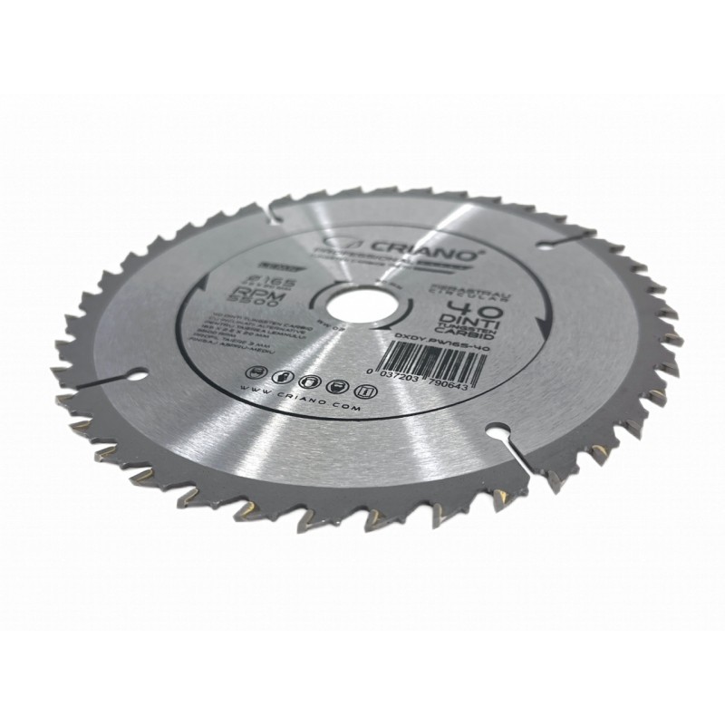Disc Premium TCT - panza de fierastrau circular pentru taiat lemn, 165x20/16 cu 40 dinti din carbura de tungsten (vidia)