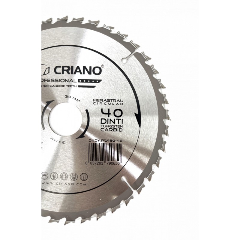 Disc Premium TCT - panza de fierastrau circular pentru taiat lemn, 190x30/25.4/20 cu 40 dinti din carbura de tungsten (vidia)