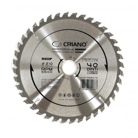 Disc Premium TCT - panza de fierastrau circular pentru taiat lemn, 210x30/25,4/20 cu 40 dinti din carbura de tungsten (vidia)