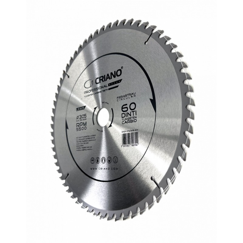 Disc Premium TCT - panza de fierastrau circular pentru taiat lemn, 305x30/25,4/20 cu 60 dinti din carbura de tungsten (vidia)