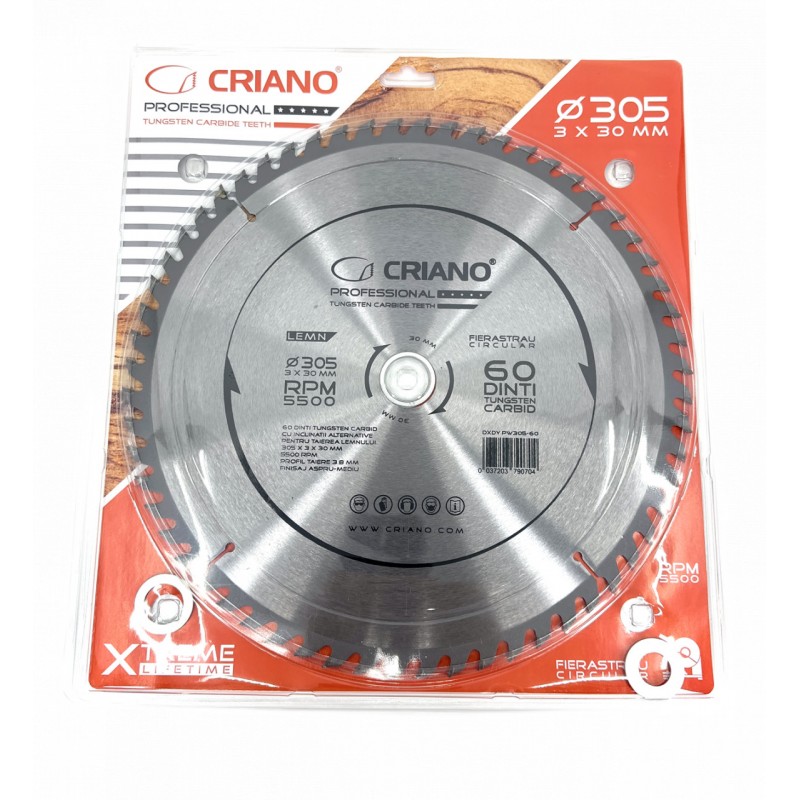 Disc Premium TCT - panza de fierastrau circular pentru taiat lemn, 305x30/25,4/20 cu 60 dinti din carbura de tungsten (vidia)