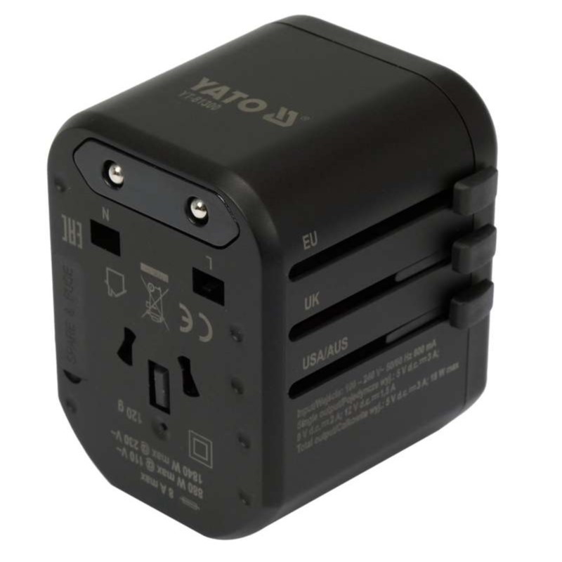 YT-81300 YATO Adaptor universal de calatorie, 1 port USB, 1 port USB-C