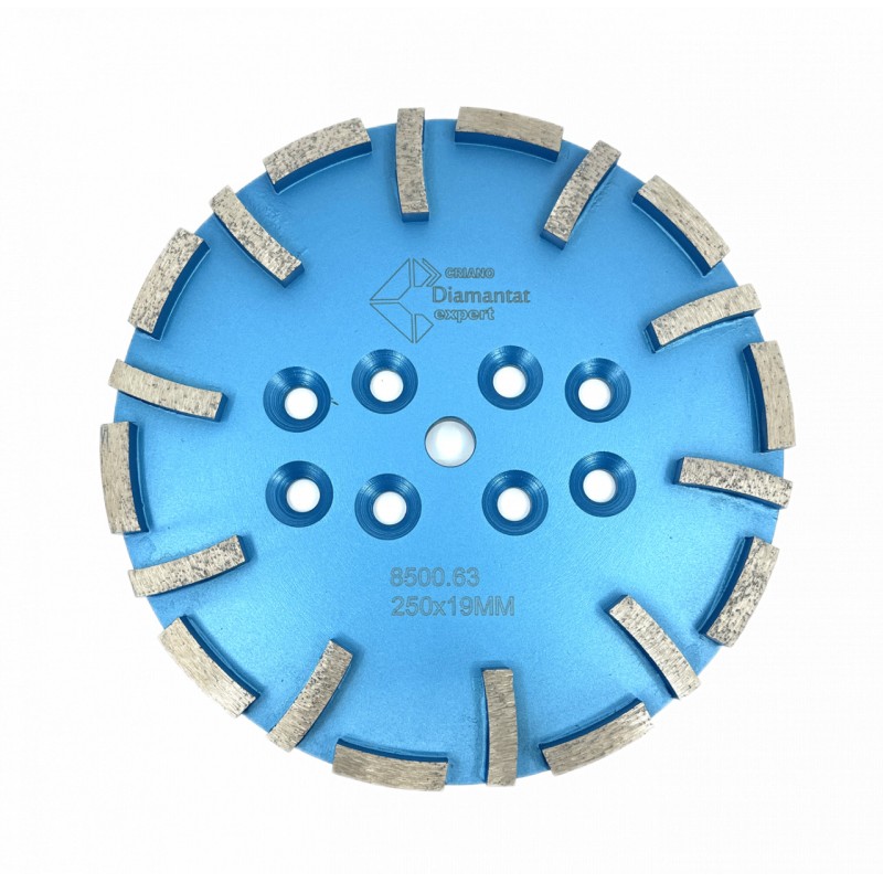 Disc cu segmenti diamantati pt. slefuire pardoseli - segment fin - Albastru - 250 mm - prindere 19mm