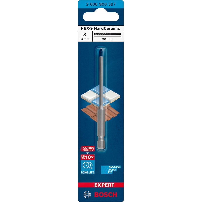 2608900589 BOSCH Burghiu ceramics,prindere hex,diametru5mm,lungime90mm