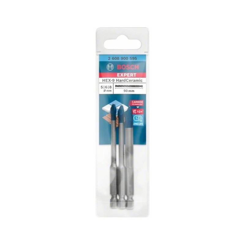 2608902312 BOSCH Set 3 burghie HEX-9 EXPERT, diametre 5/6/8 mm, 90 mm