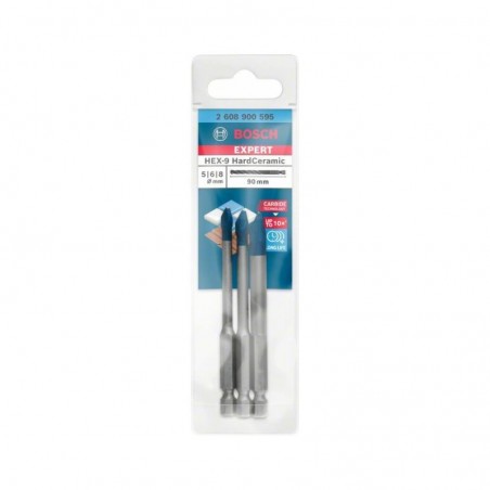 2608902312 BOSCH Set 3 burghie HEX-9 EXPERT, diametre 5/6/8 mm, 90 mm