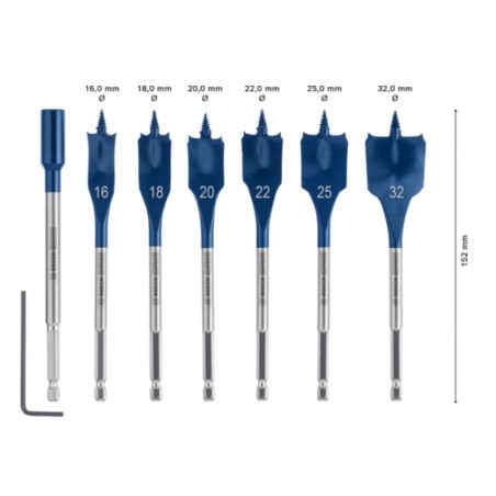 2608900334 BOSCH EXPERT Set 5 burghie plate,lemn,16-18-20-22-25-32x152mm