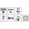 YT-82104 YATO Polizor unghiular putere 2000W, disc 180mm