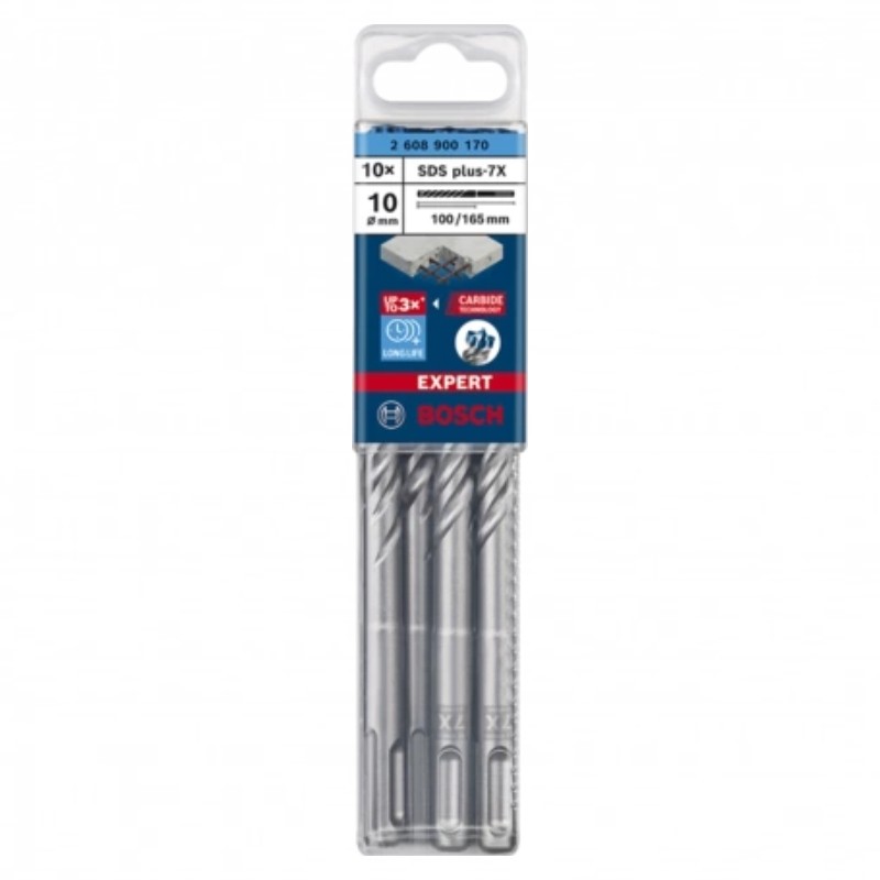 2608900170 BOSCH Set 10 burghie EXPERT SDS plus-7X, 10 x 100 x 165 mm