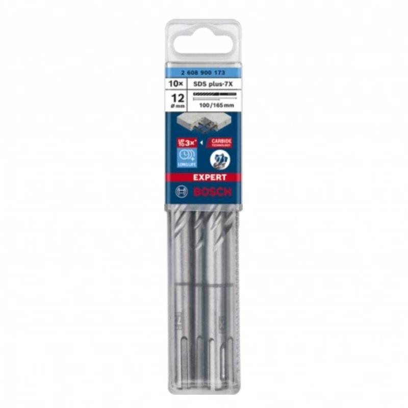 2608900173 BOSCH Set 10 burghie EXPERT SDS plus-7X, 12 x 100 x 165 mm