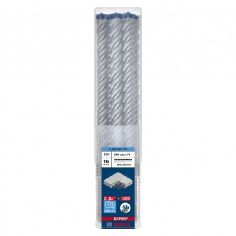 2608900177 BOSCH Set 10 burghie EXPERT SDS plus-7X, 16 x 200 x 265 mm