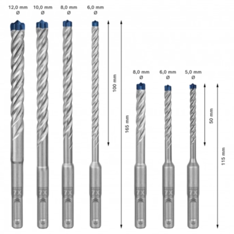 2608900195 BOSCH Set de burghie EXPERT SDS plus-7X, 5/6/6/8/8/10/12 mm, 7 buc