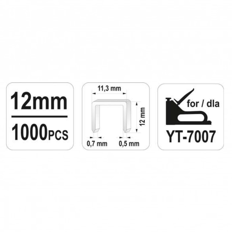 YT-7054 YATO Set de 1000 capse 12 mm /0.7x11.3 mm