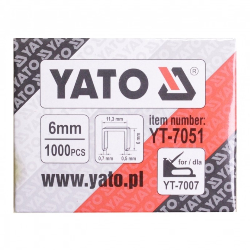 YT-7051 YATO Set de 1000 capse 6 mm /0.7x11.3 mm