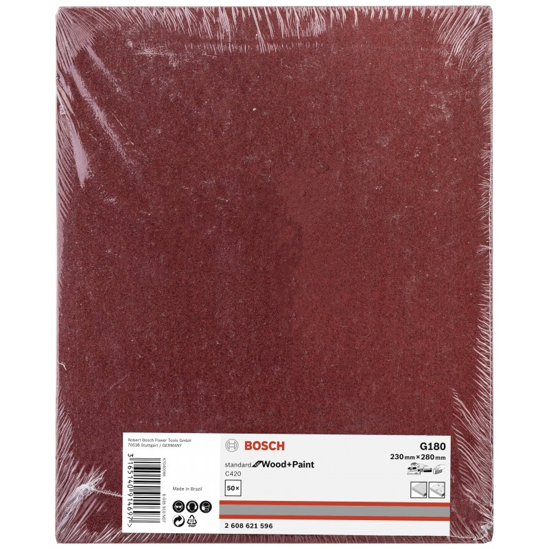 2608621596 BOSCH Set 50 foi abrazive lemn si vopsea, 230x280mm, Gr.180