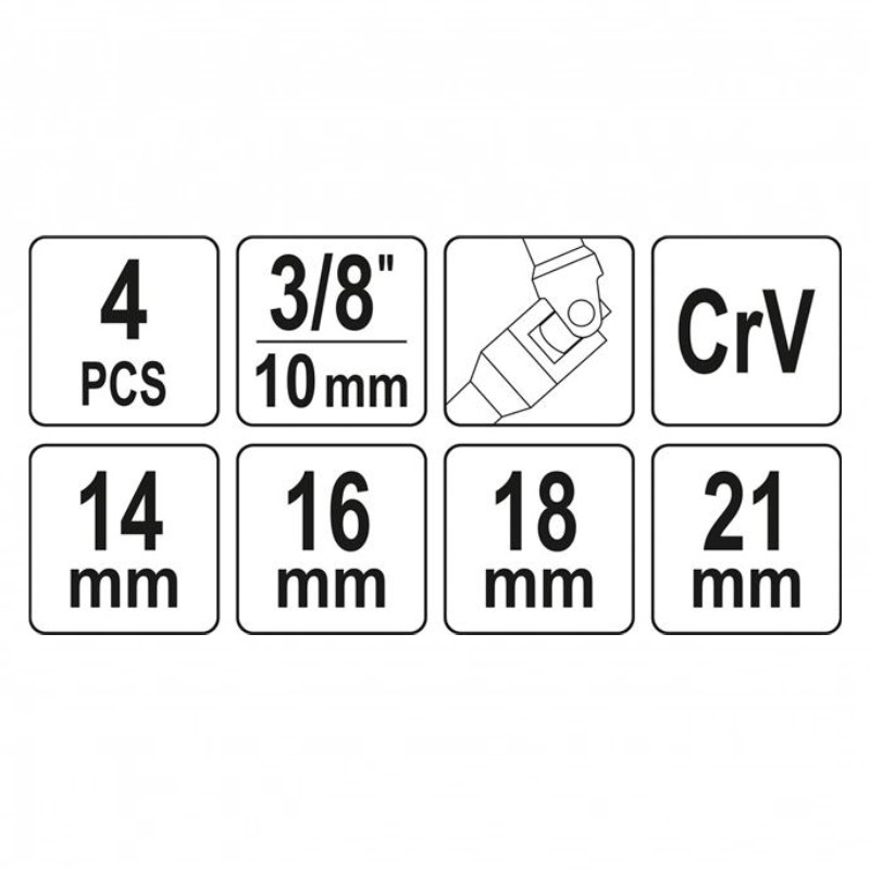 YT-38520 YATO Set 4 tubulare pentru bujii 3/8"
