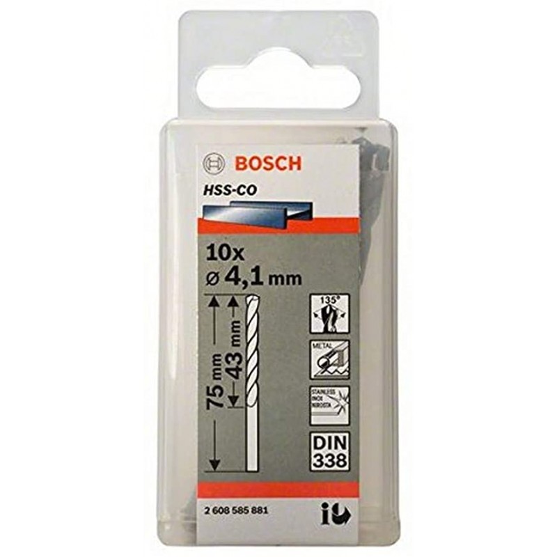 2608585881 BOSCH Set 10 burghie metal,4.1x43x75mm, prindere cilindrica