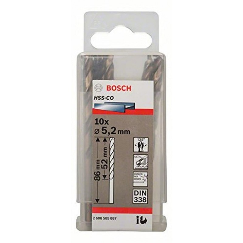 2608585887 BOSCH Set 10 burghie metal, 5.2x52x86 mm, prindere cilindrica