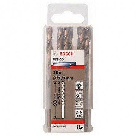 2608585888 BOSCH Set 10 burghie metal, 5.5x57x93 mm, prindere cilindrica