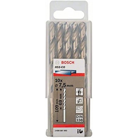2608585892 BOSCH Set 10 burghie metal,7.5x69x109mm,prindere cilindrica