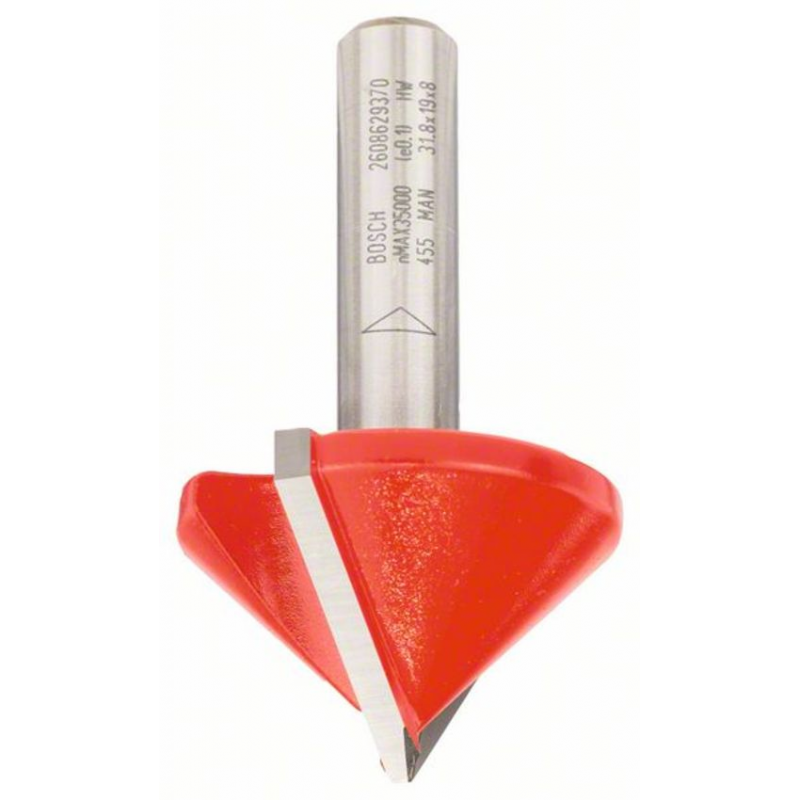 2608629370 BOSCH Freza pentru canale V,31.8x19x51mm, tija 8mm,90 grade