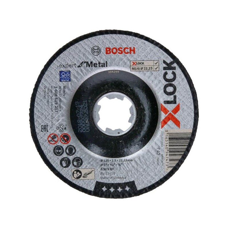 2608619257 BOSCH Disc abraziv X-LOCK, taiere metal, 125x22.23x2.5 mm