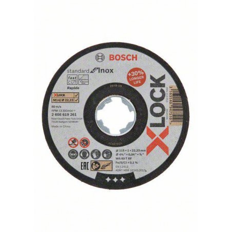 2608619262 BOSCH Disc abraziv X-LOCK, taieri drepte inox,125x22.23x1mm