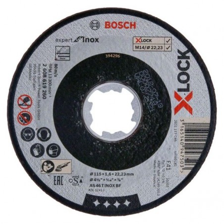 2608619265 BOSCH Disc abraziv XLOCK,taieri drepte inox,125x22.23x1.6mm