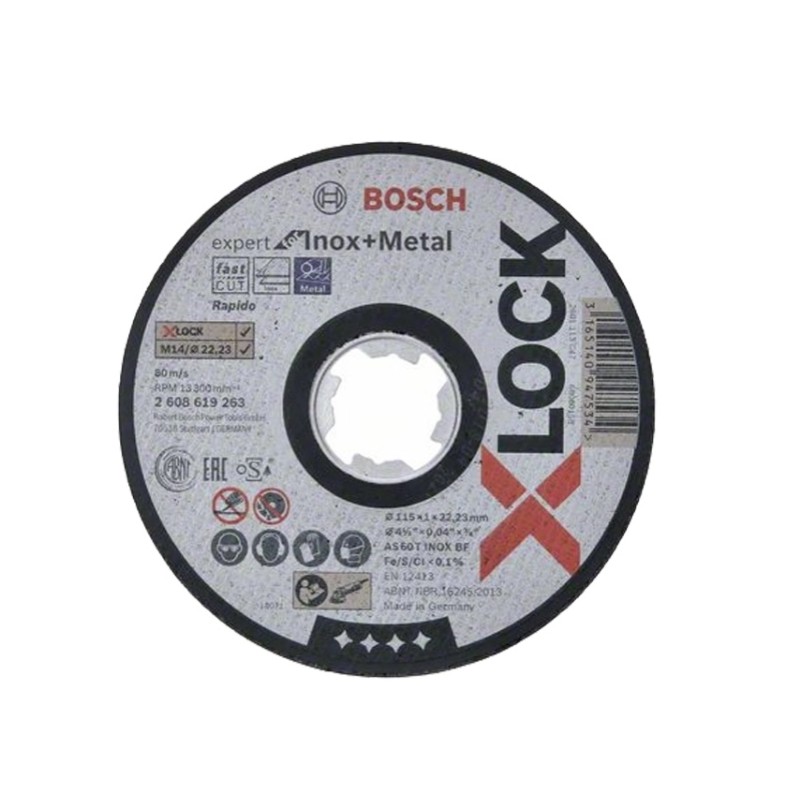 2608619263 BOSCH Disc abraziv X-LOCK, taieri inox, metal, 115x22.2x1mm