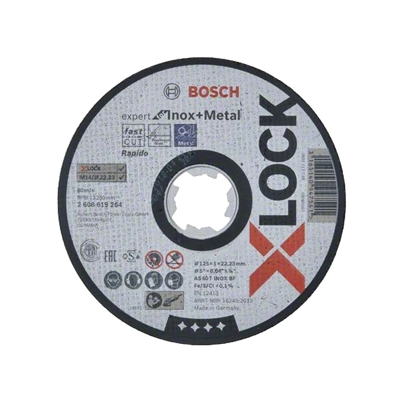 2608619264 BOSCH Disc abraziv X-LOCK, taieri inox, metal, 125x22.2x1mm