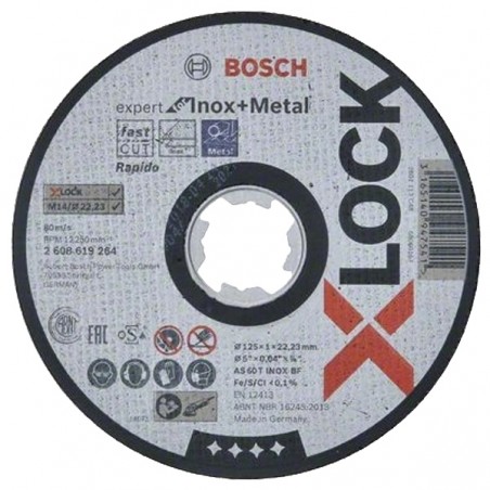 2608619264 BOSCH Disc abraziv X-LOCK, taieri inox, metal, 125x22.2x1mm