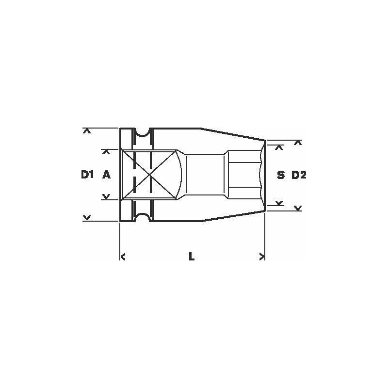 1608552021 BOSCH Cheie tubulara de impact, prindere 1/2", 19 mm
