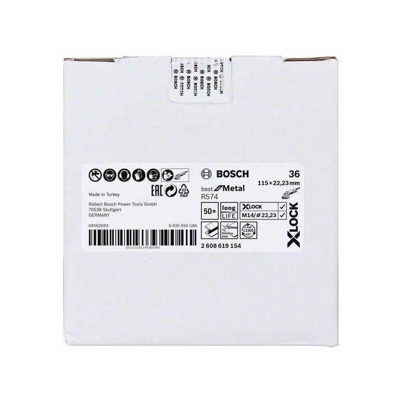 2608619154 BOSCH Disc de slefuit cu fibre X-LOCK, metal,115x22.2mm,G36