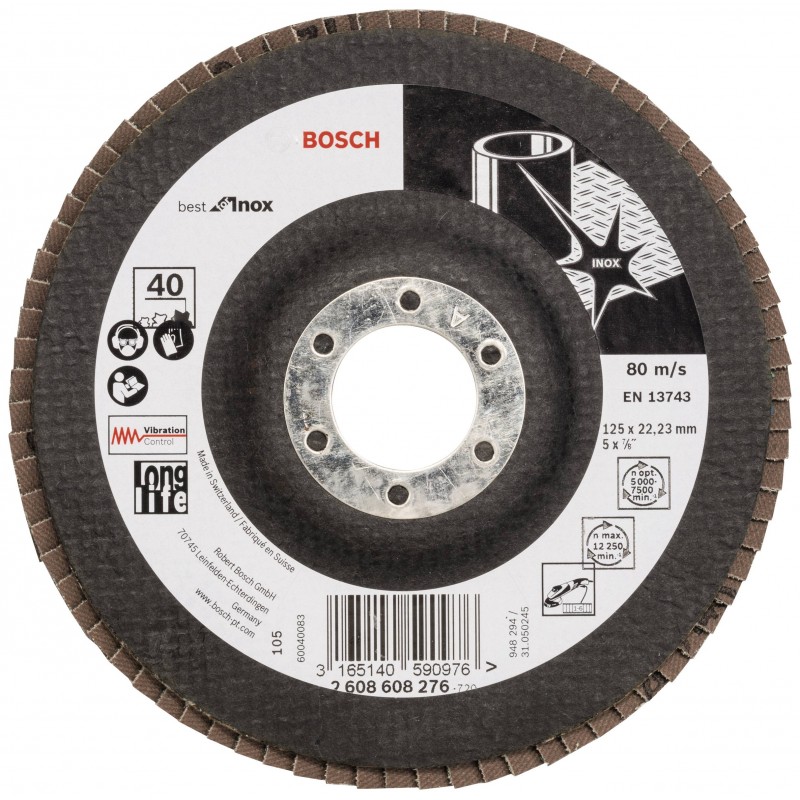 2608608276 BOSCH Disc drept de slefuit inox tip evantai, 125 mm, G40