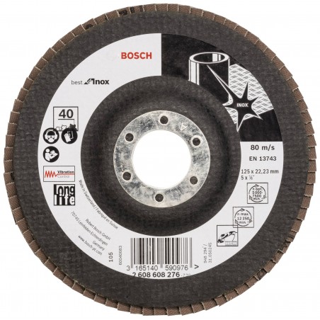 2608608276 BOSCH Disc drept de slefuit inox tip evantai, 125 mm, G40