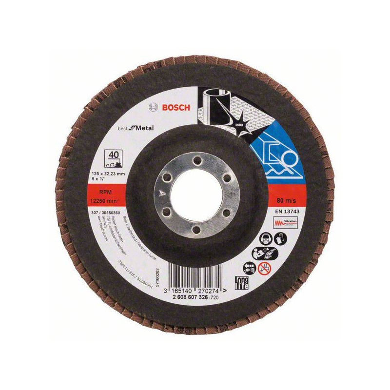 2608607329 BOSCH Disc drept de slefuit metal tip evantai, 125 mm, G120