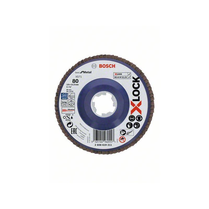 2608619211 BOSCH Disc slefuire evantai X-LOCK, metal, 125mm, G80
