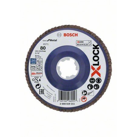 2608619211 BOSCH Disc slefuire evantai X-LOCK, metal, 125mm, G80
