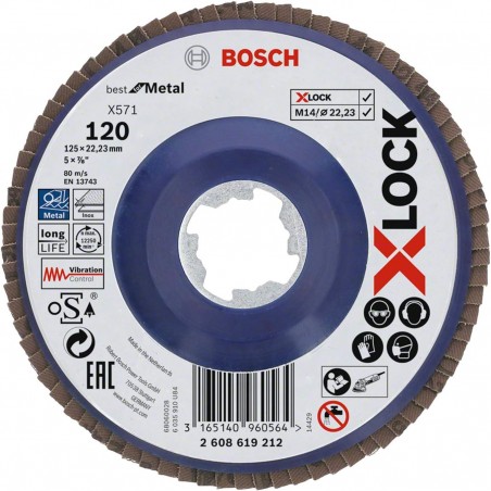 2608619212 BOSCH Disc slefuire evantai X-LOCK, metal, 125 mm, G120
