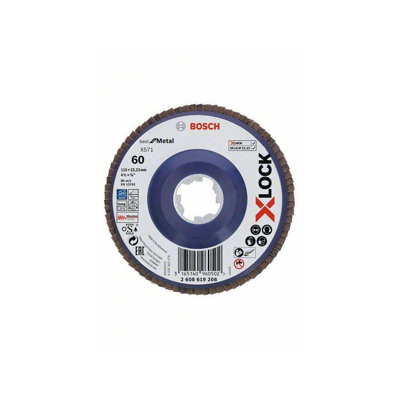 2608619206 BOSCH Disc slefuire evantai X-LOCK taieri drepte,metal,115mm,G60